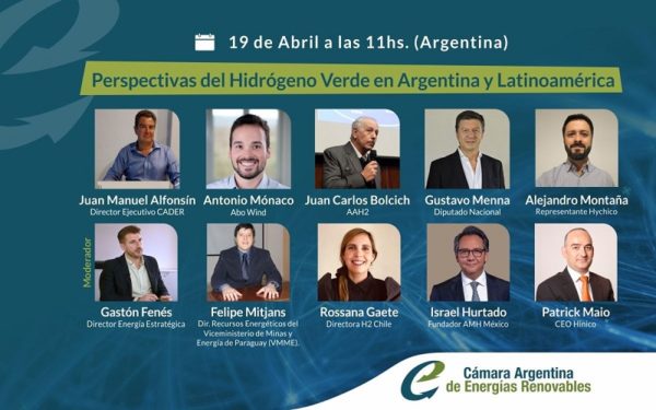 La Cámara Argentina de Energías Renovables (CADER) organiza un encuentro para analizar las perspectivas del hidrógeno verde en Argentina y la región