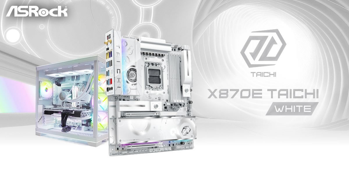 Nueva X870E Taichi White de ASRock combina estética blanca futurista con conectividad de última generación