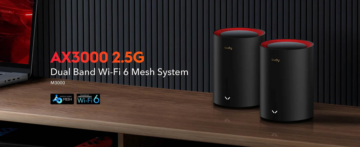 CUDY presenta el Mesh M3000 con Wi-Fi 6 de doble banda para gaming en línea, streaming 4K y gestión de dispositivos del hogar inteligente